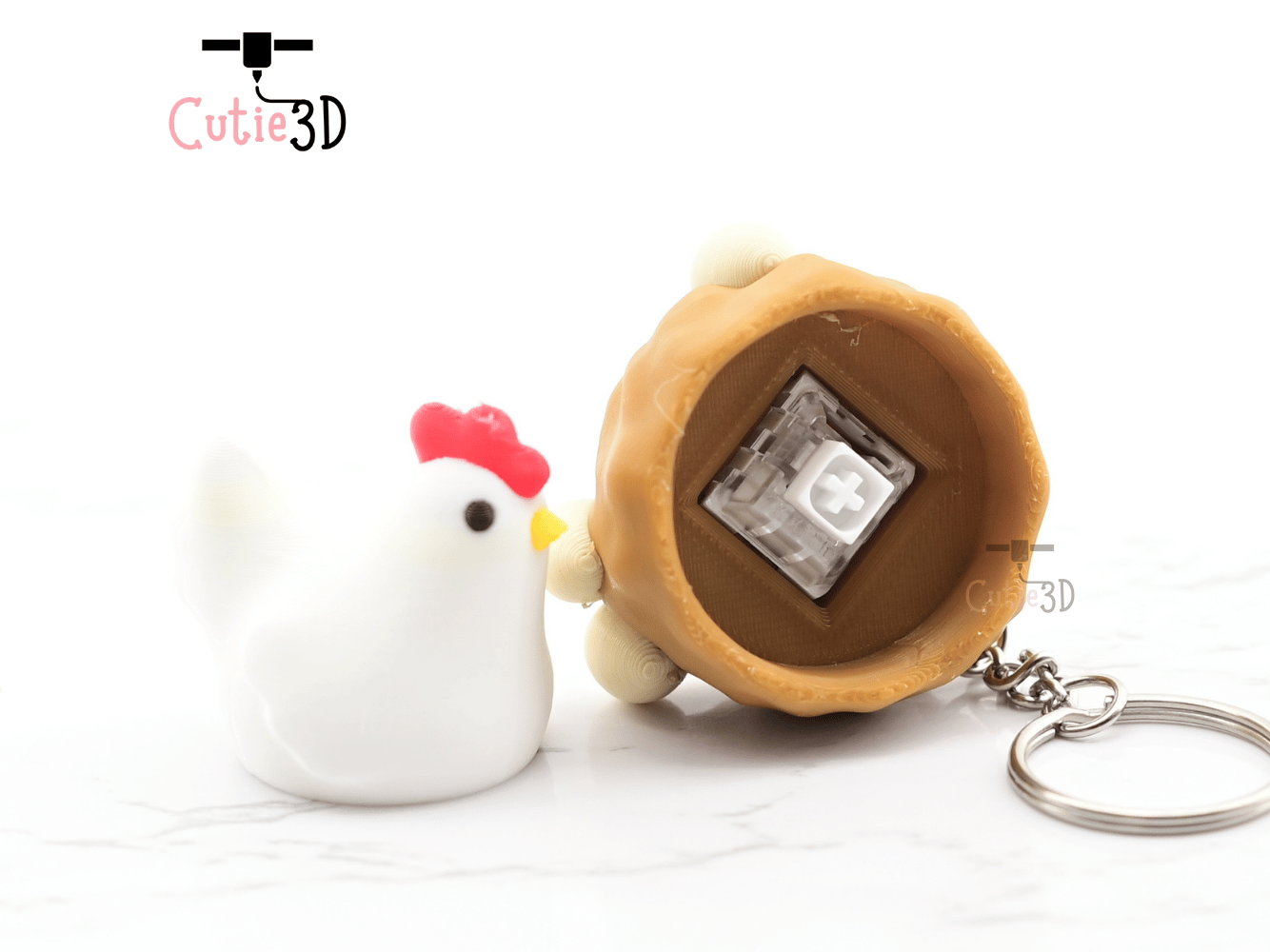 Digital Downloads - Cutie3D Egg Nesting Hen Keycap Fidget Clicker Keychain - Cute Backpack Keychain