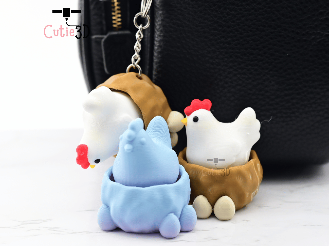 Digital Downloads - Cutie3D Egg Nesting Hen Keycap Fidget Clicker Keychain - Cute Backpack Keychain