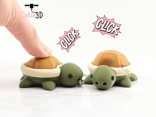 Digital Downloads - Cutie3D Fidget Clicker Adorable Turtle Keychain - Cute Backpack Keychain