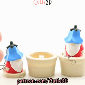 Digital Downloads - Cutie3D Flowerpot Gnome Keycap Fidget Clicker Keychain - Cute Backpack Keychain