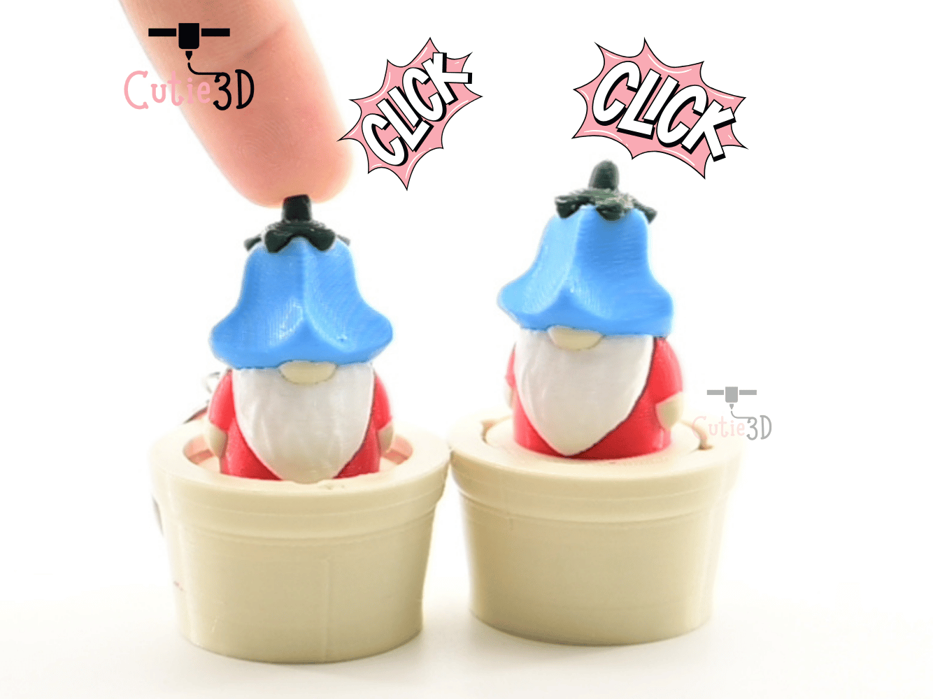 Digital Downloads - Cutie3D Flowerpot Gnome Keycap Fidget Clicker Keychain - Cute Backpack Keychain