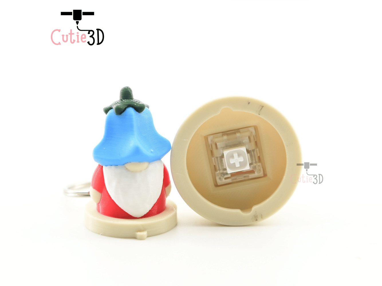 Digital Downloads - Cutie3D Flowerpot Gnome Keycap Fidget Clicker Keychain - Cute Backpack Keychain