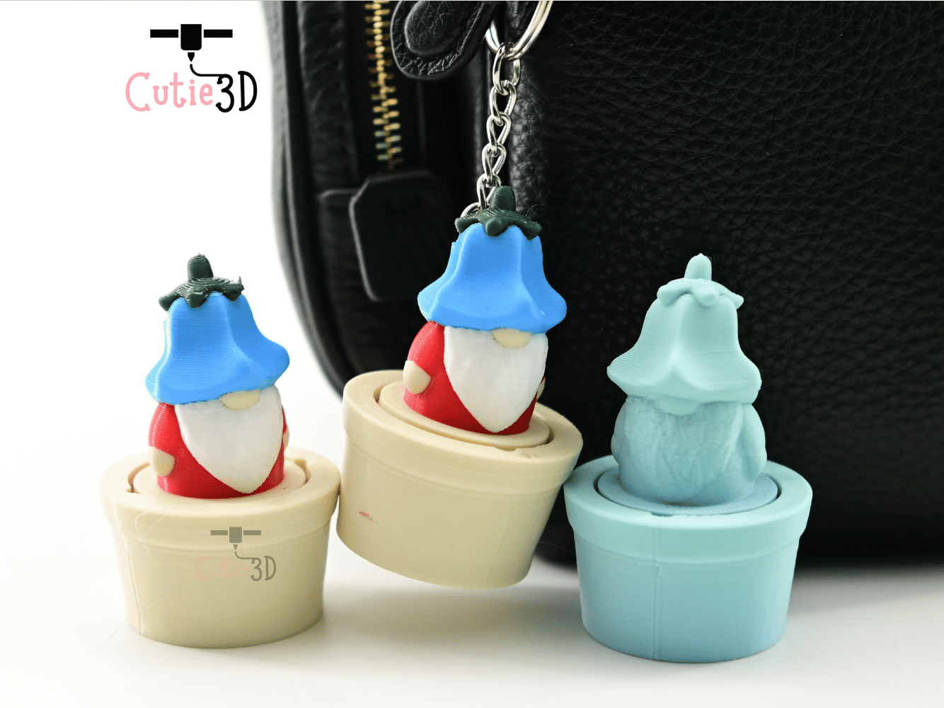 Digital Downloads - Cutie3D Flowerpot Gnome Keycap Fidget Clicker Keychain - Cute Backpack Keychain