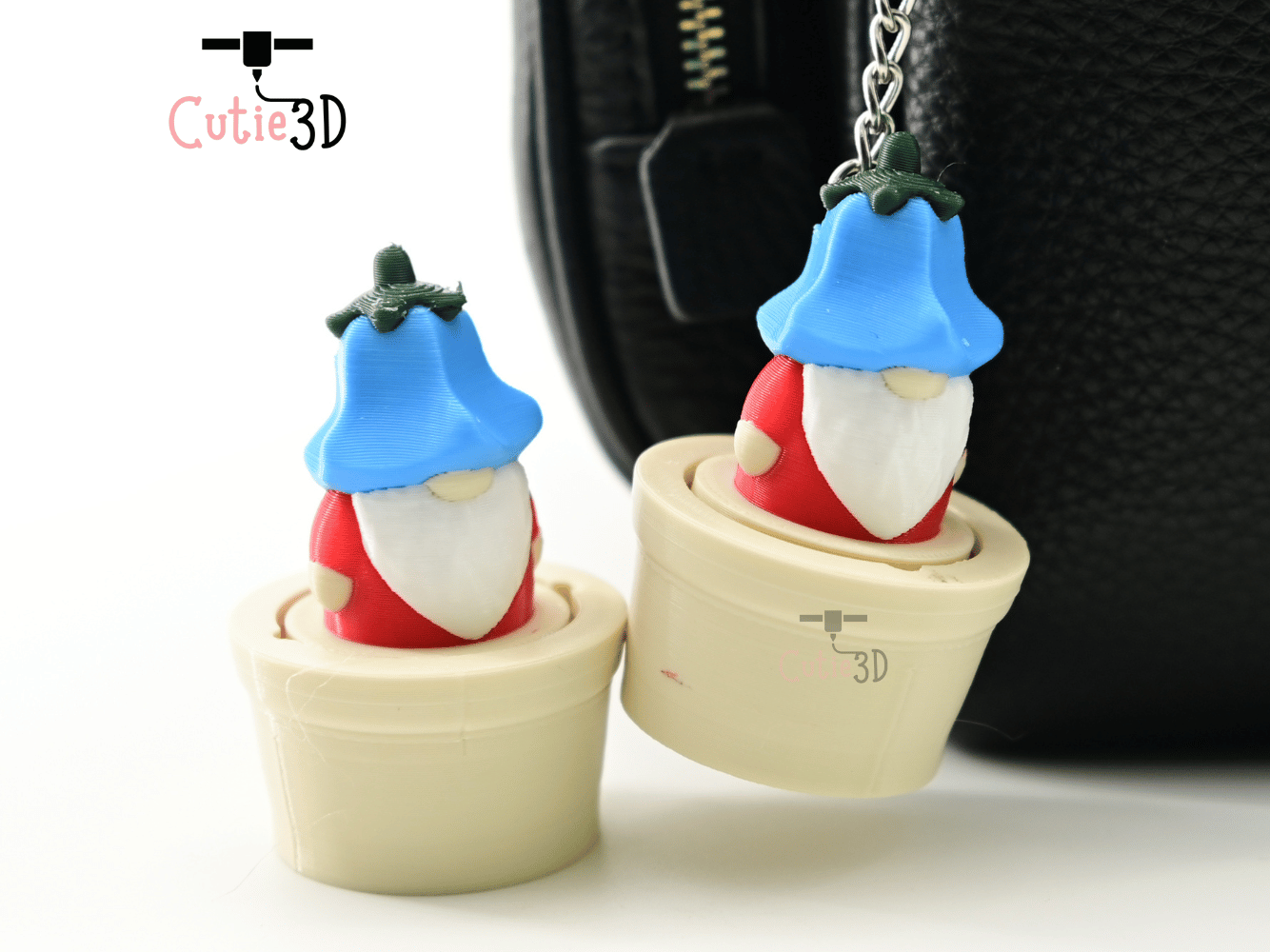 Digital Downloads - Cutie3D Flowerpot Gnome Keycap Fidget Clicker Keychain - Cute Backpack Keychain