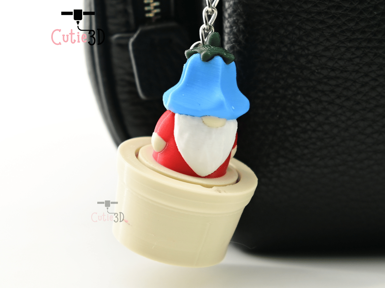 Digital Downloads - Cutie3D Flowerpot Gnome Keycap Fidget Clicker Keychain - Cute Backpack Keychain