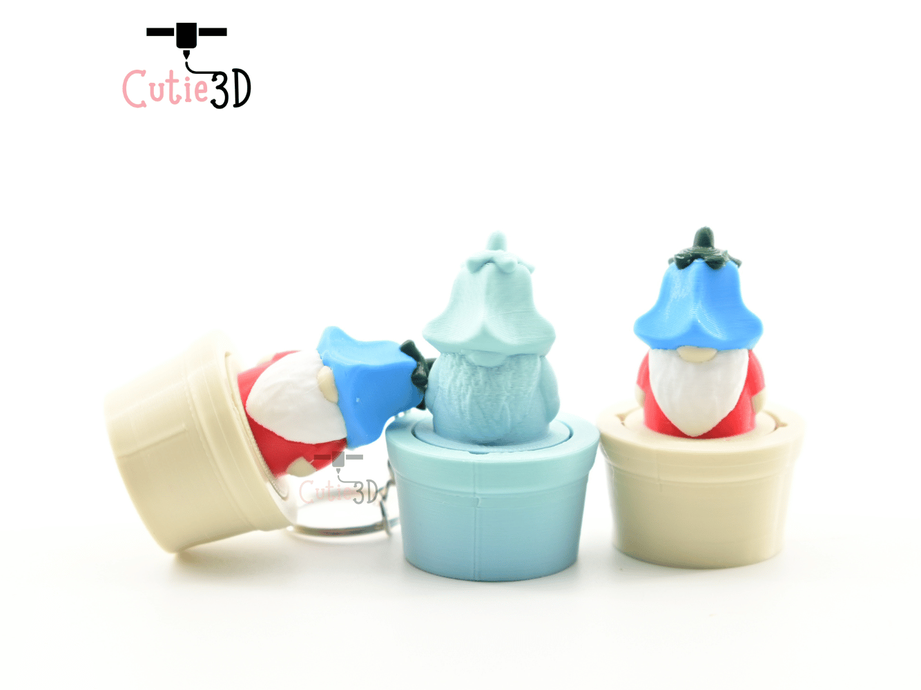 Digital Downloads - Cutie3D Flowerpot Gnome Keycap Fidget Clicker Keychain - Cute Backpack Keychain