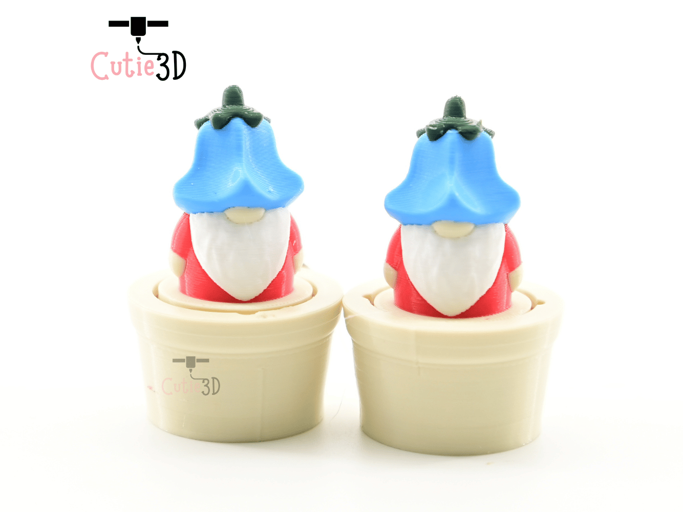 Digital Downloads - Cutie3D Flowerpot Gnome Keycap Fidget Clicker Keychain - Cute Backpack Keychain