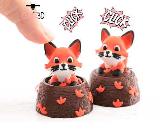 Digital Downloads - Cutie3D Fox In Fall Leaves Keycap Fidget Clicker Keychain - Cute Backpack Keychain