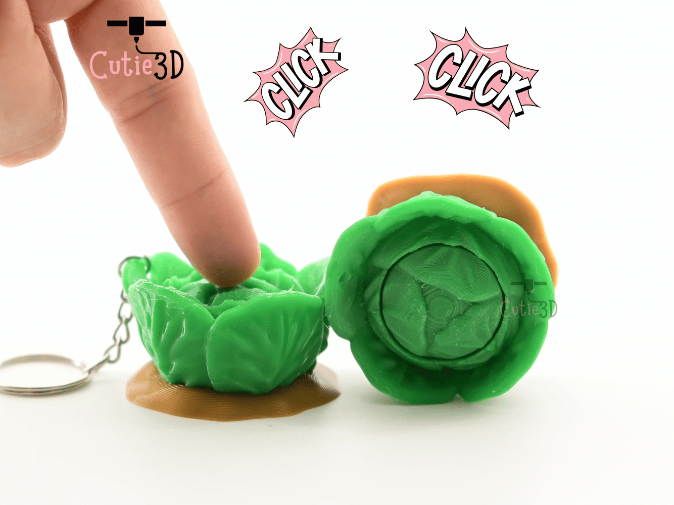 Digital Downloads - Cutie3D Garden Veggie Cabbage Keycap Fidget Clicker Keychain - Cute Backpack Keychain