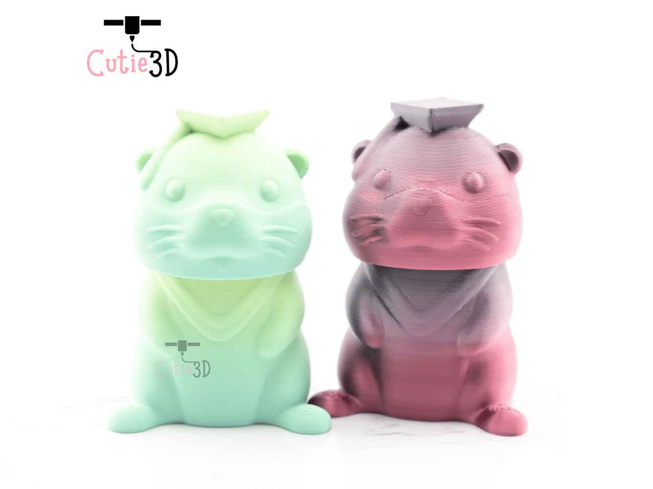 Digital Downloads - Cutie3D Graduation Otter Keycap Fidget Clicker Keychain - Cute Backpack Keychain
