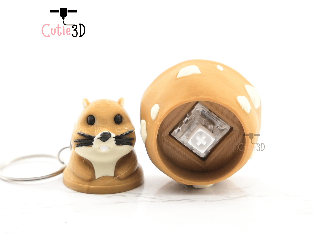 Digital Downloads - Cutie3D Groundhog In Dirt Hole Keycap Fidget Clicker Keychain - Cute Backpack Keychain