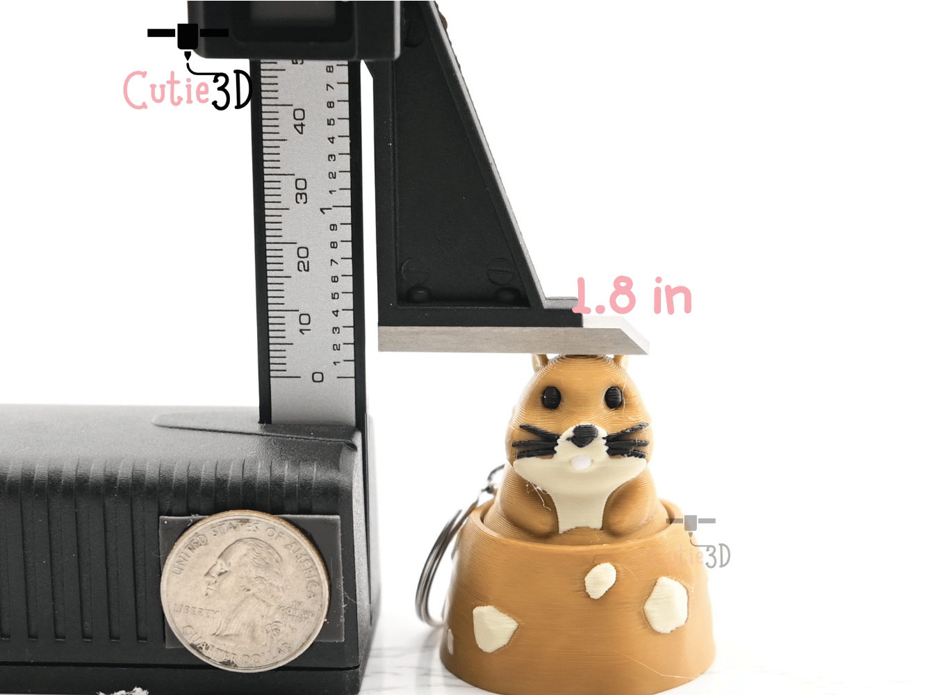 Digital Downloads - Cutie3D Groundhog In Dirt Hole Keycap Fidget Clicker Keychain - Cute Backpack Keychain