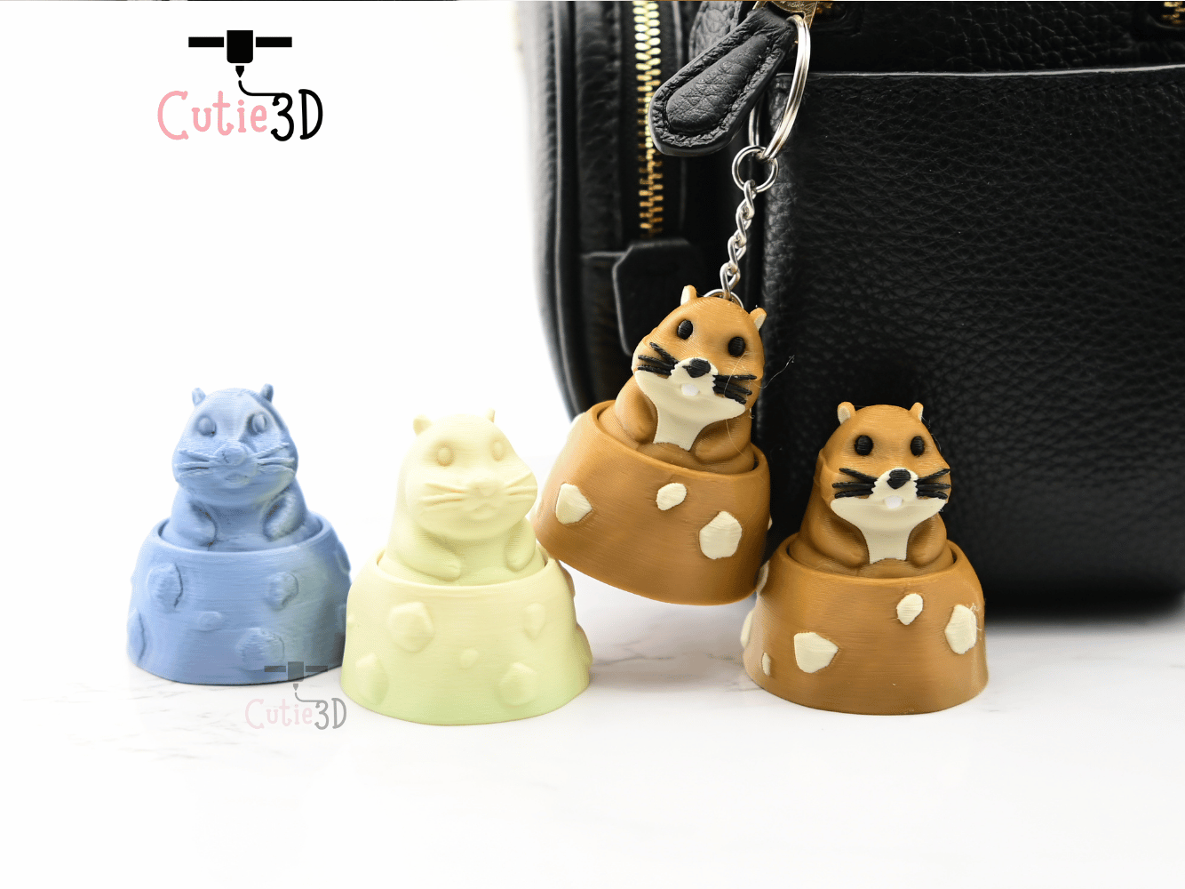 Digital Downloads - Cutie3D Groundhog In Dirt Hole Keycap Fidget Clicker Keychain - Cute Backpack Keychain