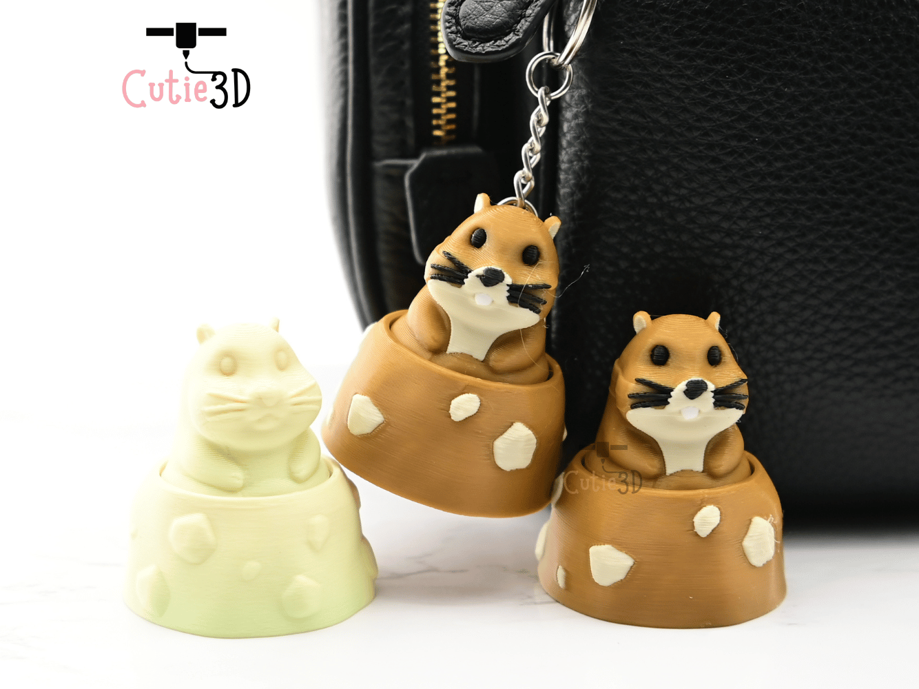 Digital Downloads - Cutie3D Groundhog In Dirt Hole Keycap Fidget Clicker Keychain - Cute Backpack Keychain