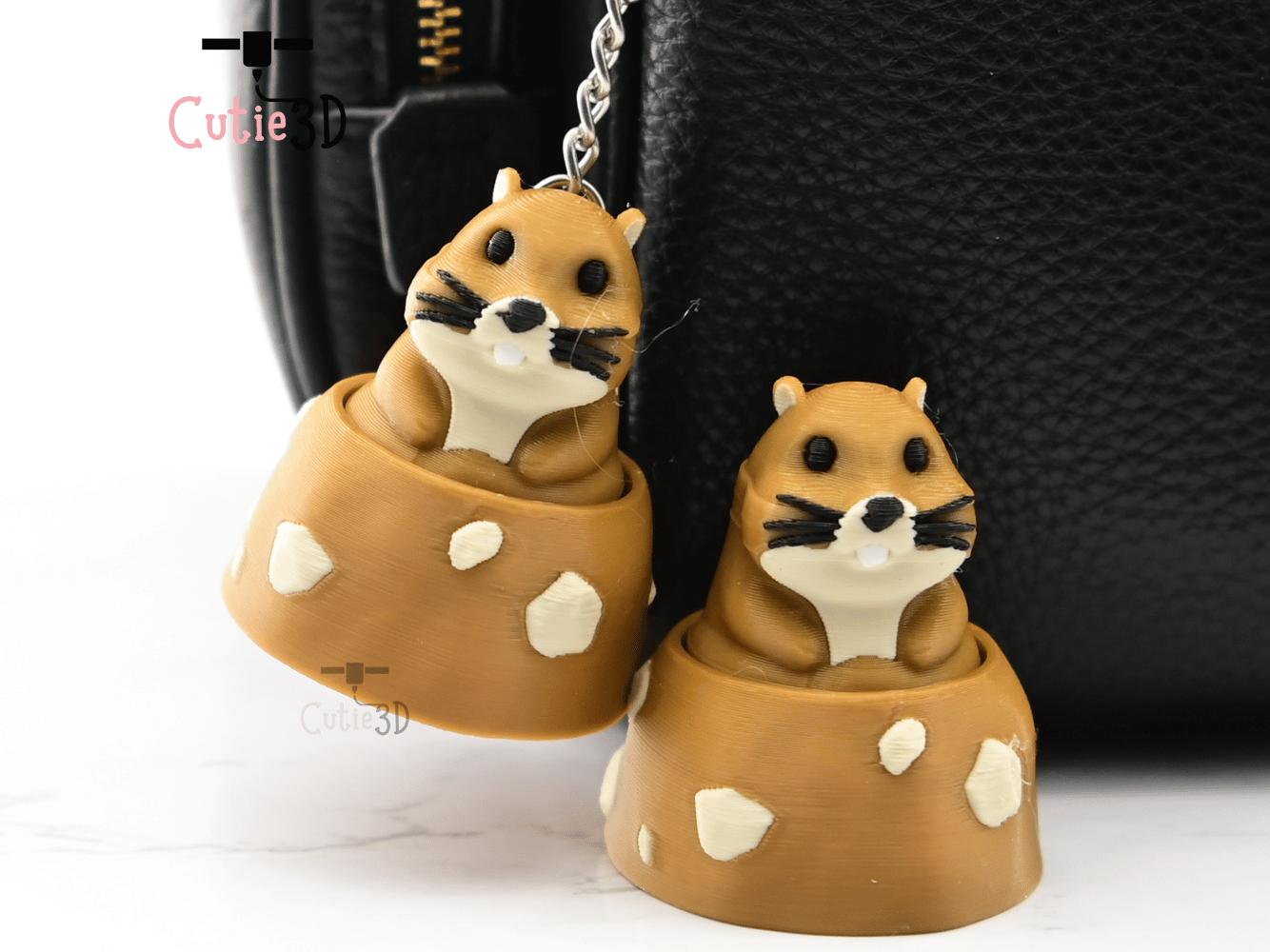 Digital Downloads - Cutie3D Groundhog In Dirt Hole Keycap Fidget Clicker Keychain - Cute Backpack Keychain