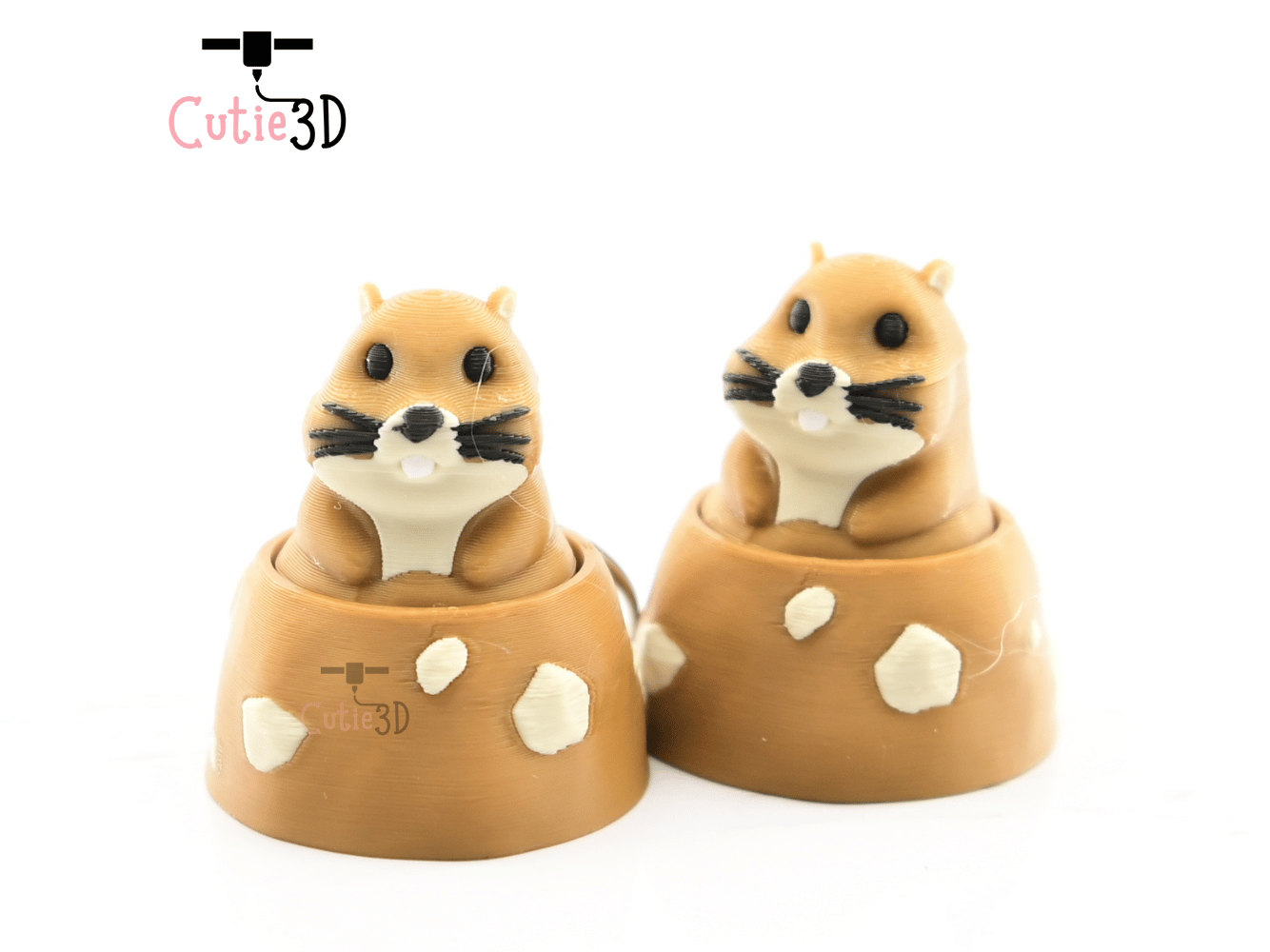 Digital Downloads - Cutie3D Groundhog In Dirt Hole Keycap Fidget Clicker Keychain - Cute Backpack Keychain
