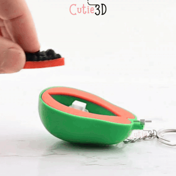 Digital Downloads - Cutie3D Half Cut Papaya Keycap Fidget Clicker Keychain - Cute Backpack Keychain