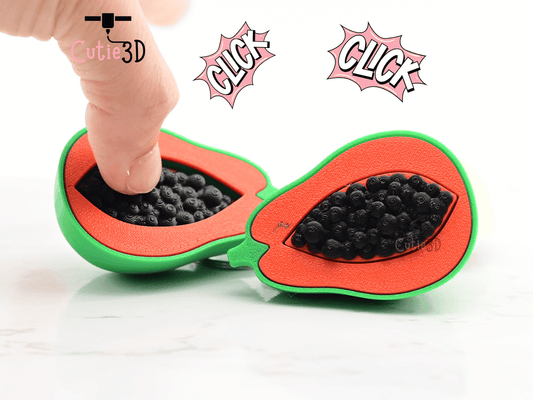 Digital Downloads - Cutie3D Half Cut Papaya Keycap Fidget Clicker Keychain - Cute Backpack Keychain