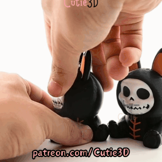 Digital Downloads - Cutie3D Halloween Bunny Skeleton Keycap Fidget Clicker Keychain - Cute Backpack Keychain