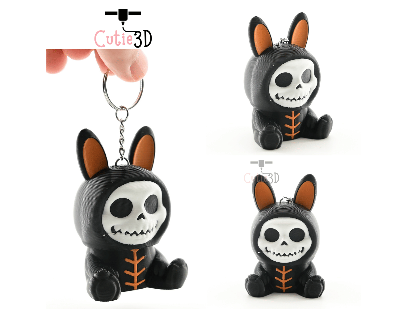 Digital Downloads - Cutie3D Halloween Bunny Skeleton Keycap Fidget Clicker Keychain - Cute Backpack Keychain