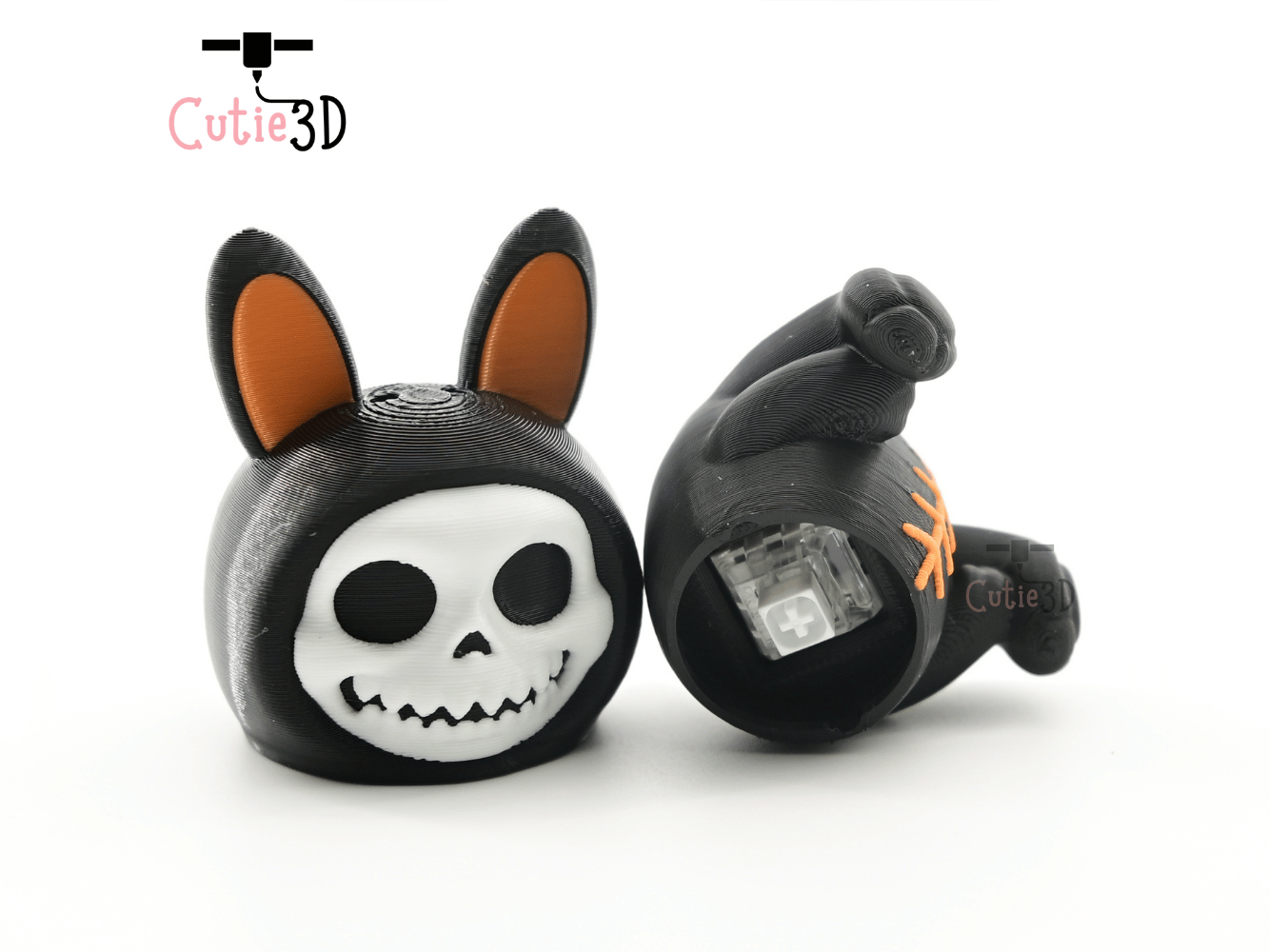 Digital Downloads - Cutie3D Halloween Bunny Skeleton Keycap Fidget Clicker Keychain - Cute Backpack Keychain