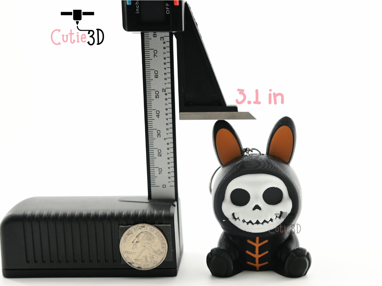 Digital Downloads - Cutie3D Halloween Bunny Skeleton Keycap Fidget Clicker Keychain - Cute Backpack Keychain