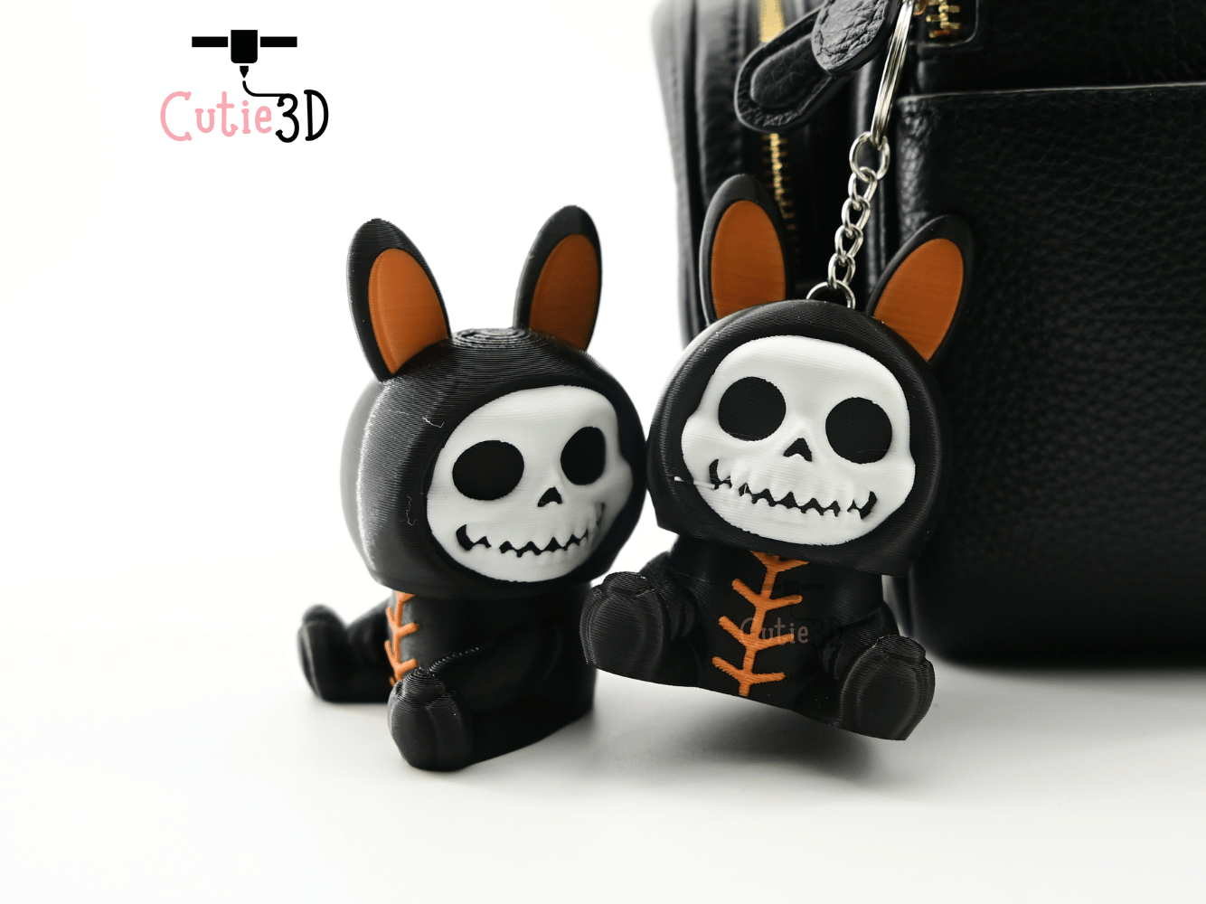 Digital Downloads - Cutie3D Halloween Bunny Skeleton Keycap Fidget Clicker Keychain - Cute Backpack Keychain
