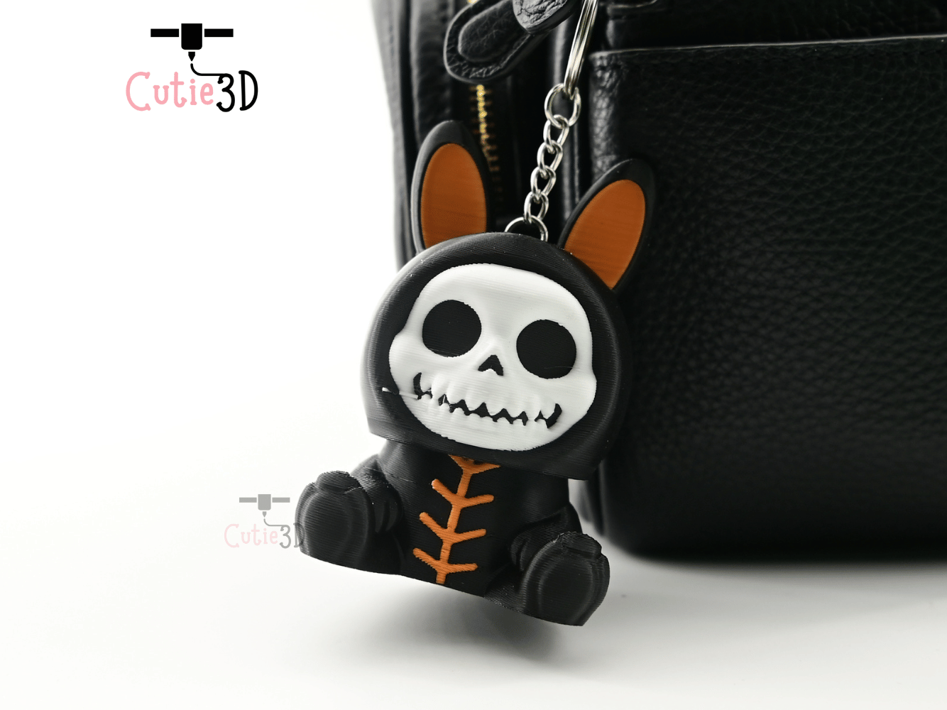 Digital Downloads - Cutie3D Halloween Bunny Skeleton Keycap Fidget Clicker Keychain - Cute Backpack Keychain