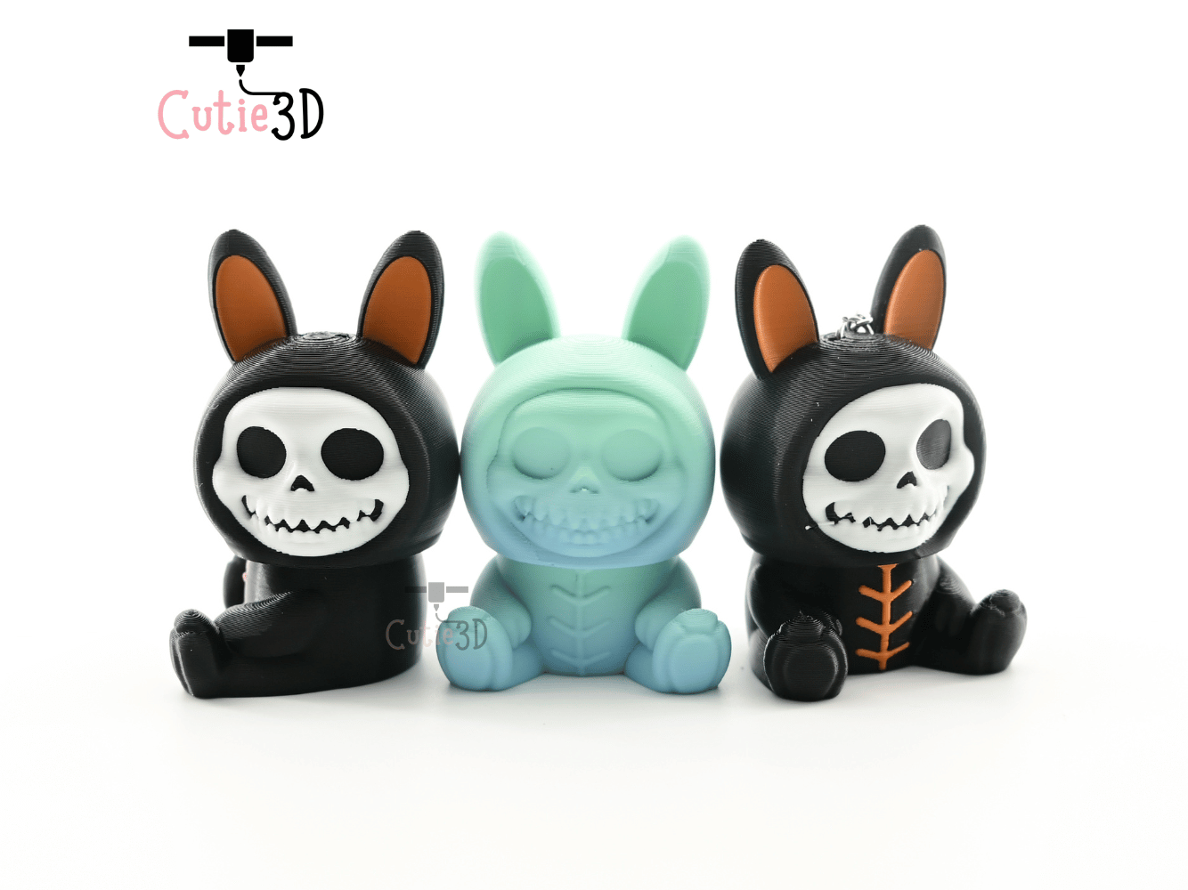 Digital Downloads - Cutie3D Halloween Bunny Skeleton Keycap Fidget Clicker Keychain - Cute Backpack Keychain