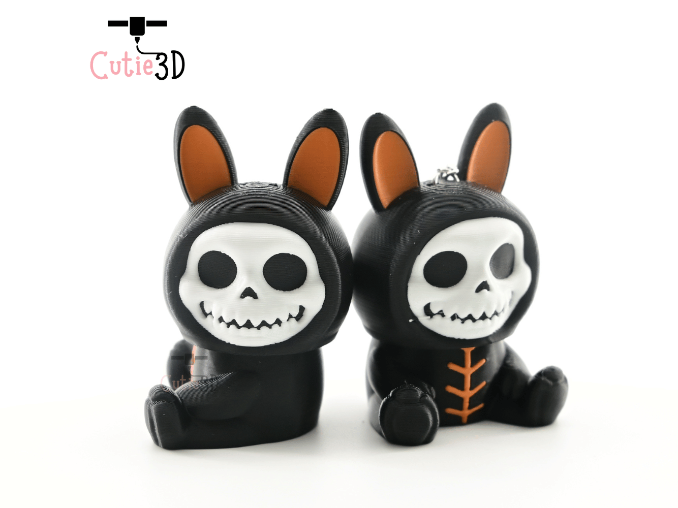 Digital Downloads - Cutie3D Halloween Bunny Skeleton Keycap Fidget Clicker Keychain - Cute Backpack Keychain
