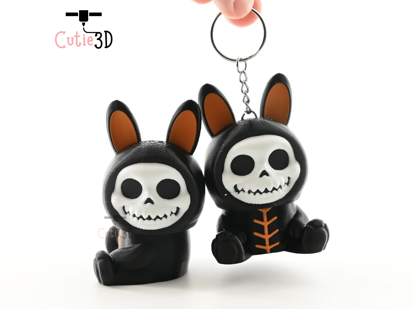 Digital Downloads - Cutie3D Halloween Bunny Skeleton Keycap Fidget Clicker Keychain - Cute Backpack Keychain