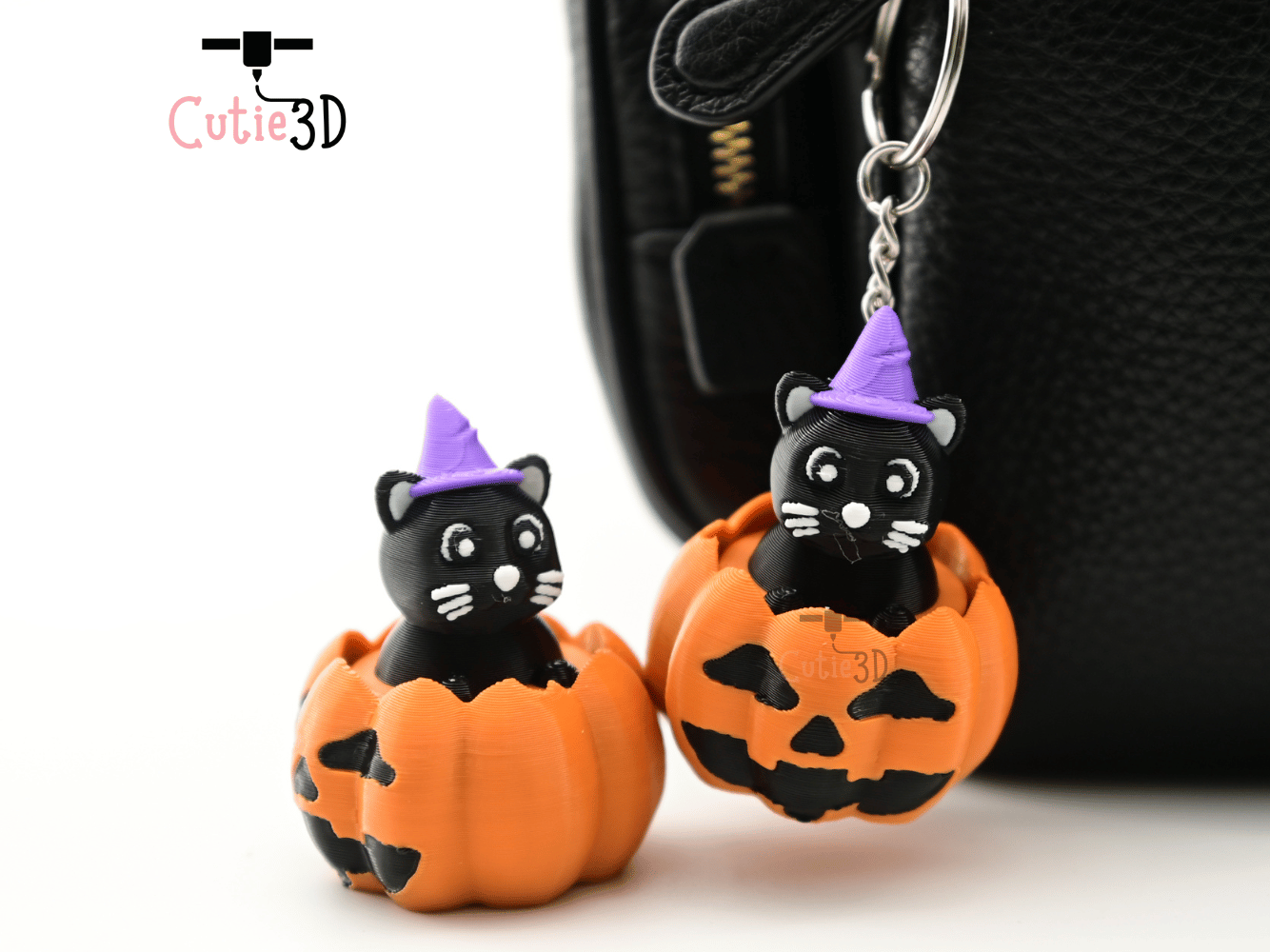 Digital Downloads - Cutie3D Halloween Cat In Pumpkin Keycap Fidget Clicker Keychain - Cute Backpack Keychain