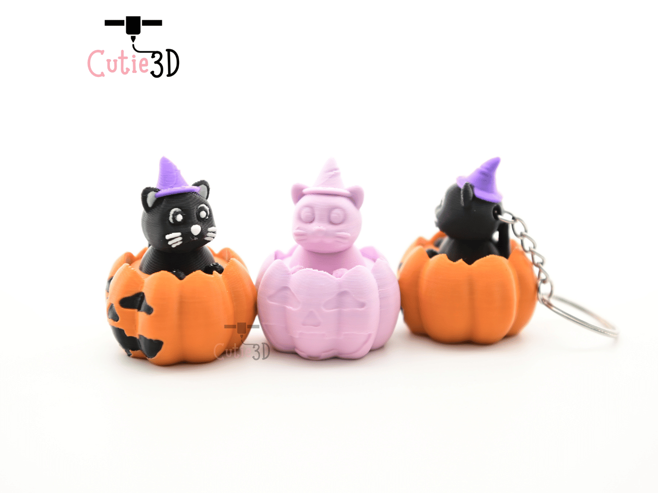 Digital Downloads - Cutie3D Halloween Cat In Pumpkin Keycap Fidget Clicker Keychain - Cute Backpack Keychain