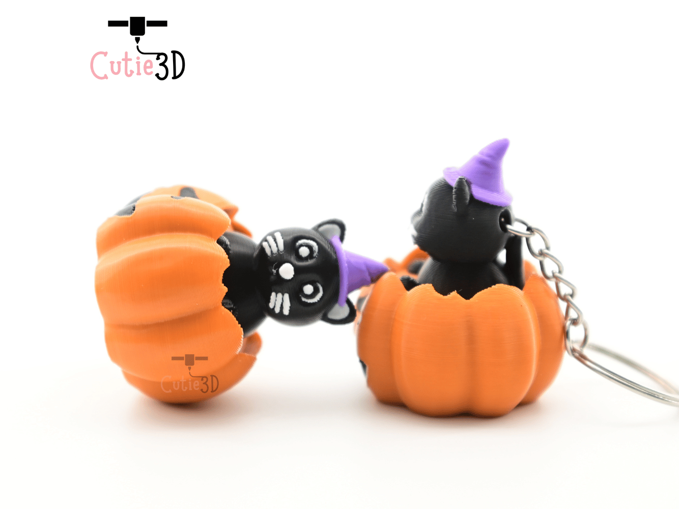 Digital Downloads - Cutie3D Halloween Cat In Pumpkin Keycap Fidget Clicker Keychain - Cute Backpack Keychain