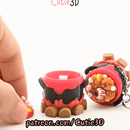 Digital Downloads - Cutie3D Halloween Eyeball Candy Cauldron Keycap Fidget Clicker Keychain - Cute Backpack Keychain
