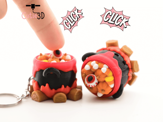 Digital Downloads - Cutie3D Halloween Eyeball Candy Cauldron Keycap Fidget Clicker Keychain - Cute Backpack Keychain