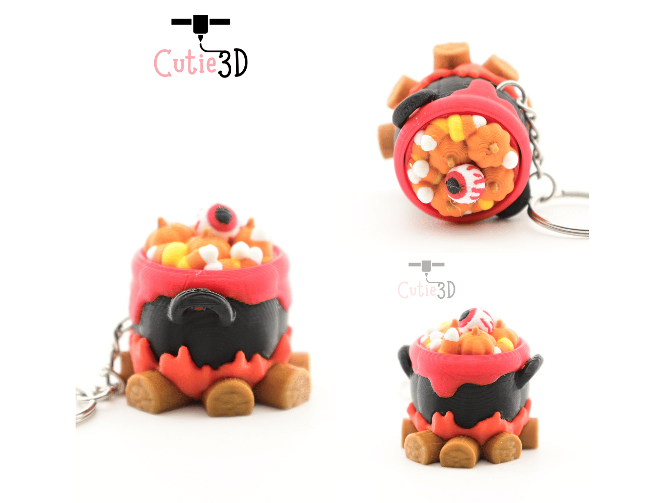 Digital Downloads - Cutie3D Halloween Eyeball Candy Cauldron Keycap Fidget Clicker Keychain - Cute Backpack Keychain