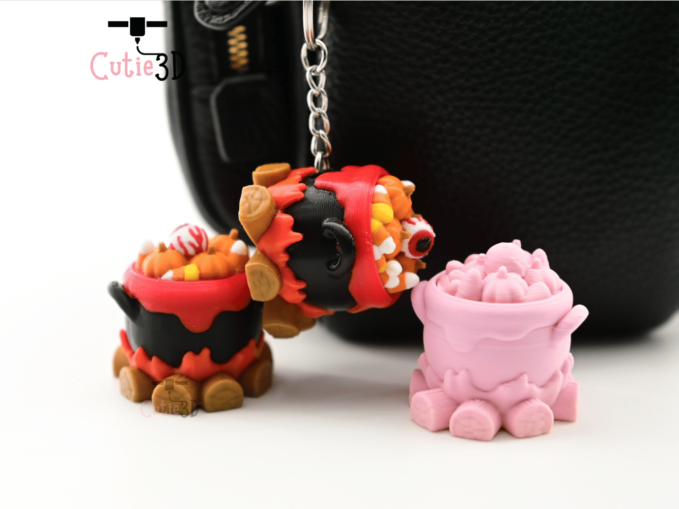 Digital Downloads - Cutie3D Halloween Eyeball Candy Cauldron Keycap Fidget Clicker Keychain - Cute Backpack Keychain