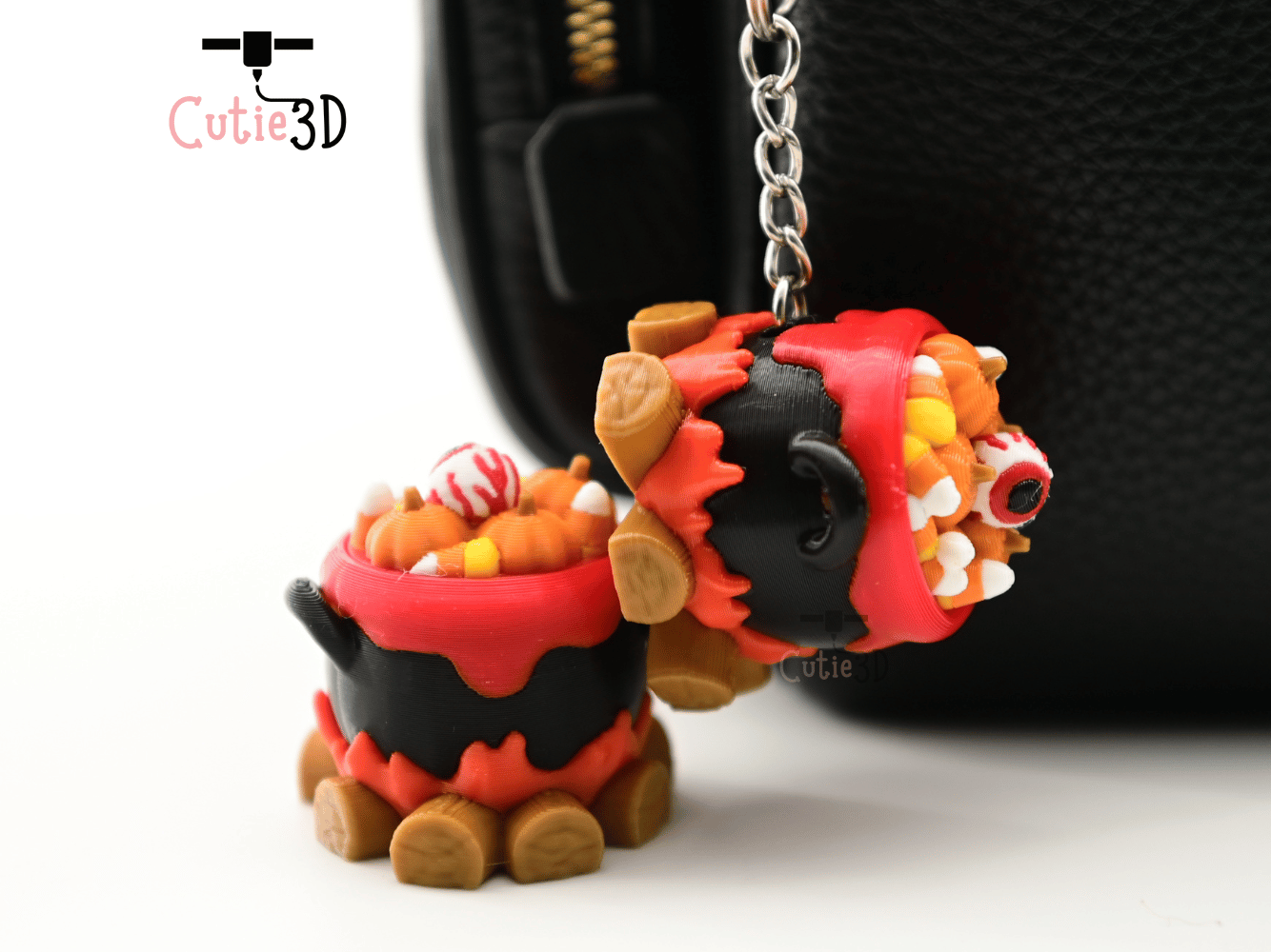 Digital Downloads - Cutie3D Halloween Eyeball Candy Cauldron Keycap Fidget Clicker Keychain - Cute Backpack Keychain