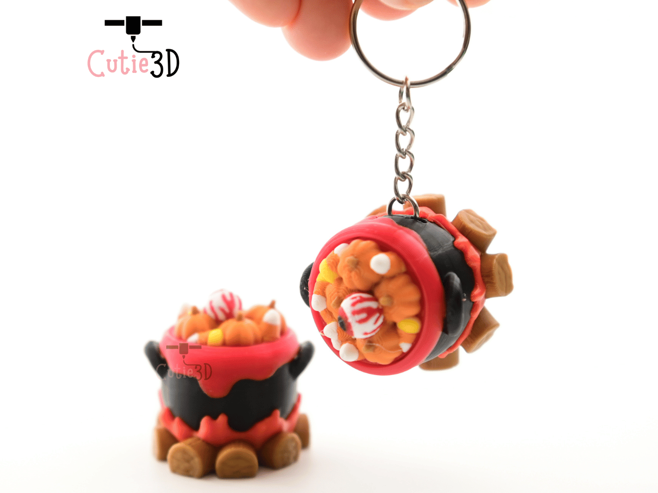 Digital Downloads - Cutie3D Halloween Eyeball Candy Cauldron Keycap Fidget Clicker Keychain - Cute Backpack Keychain