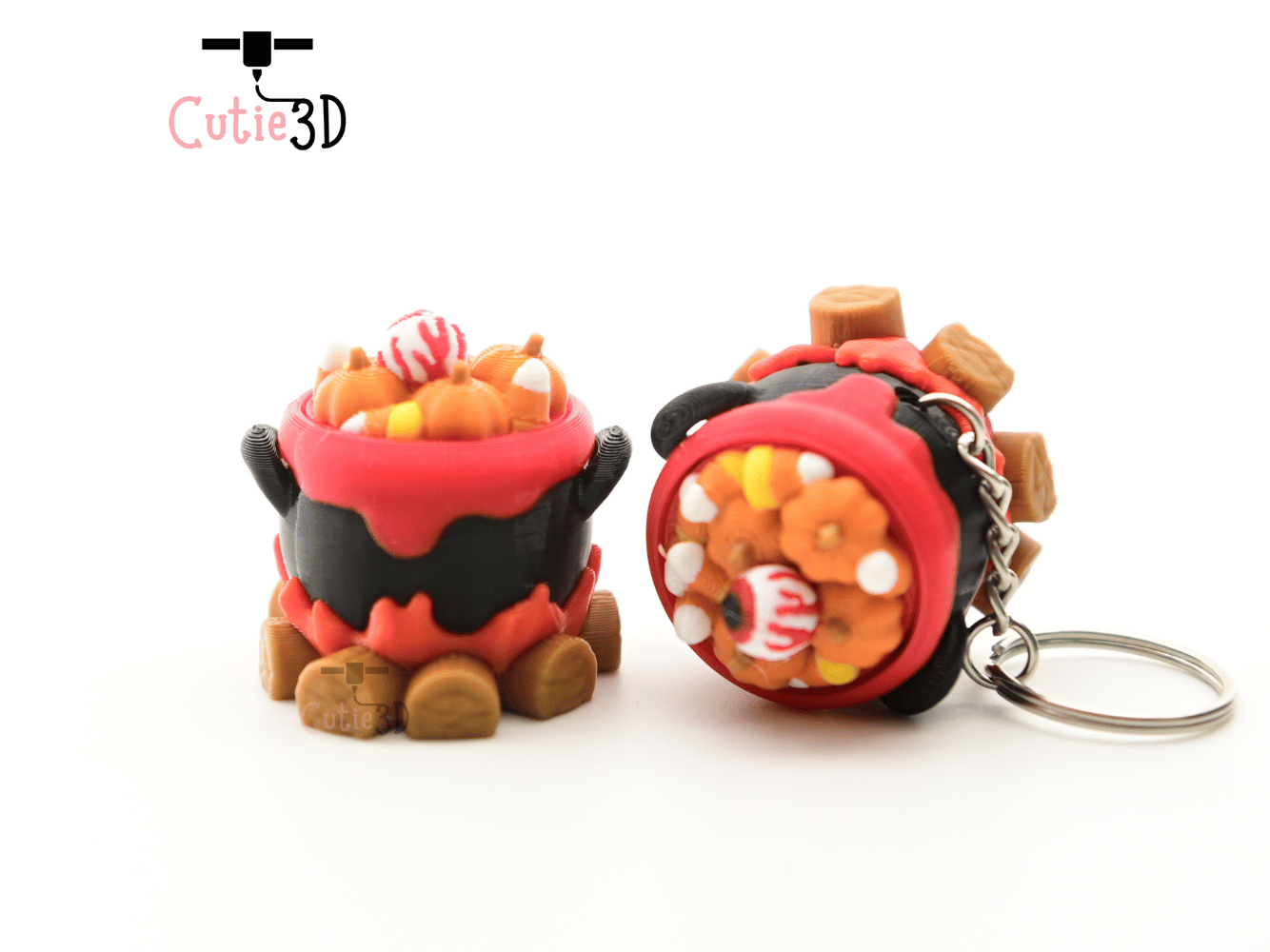Digital Downloads - Cutie3D Halloween Eyeball Candy Cauldron Keycap Fidget Clicker Keychain - Cute Backpack Keychain