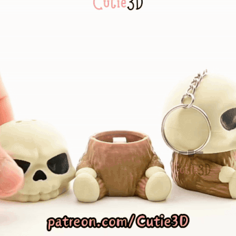 Digital Downloads - Cutie3D Halloween Furry Skull Keycap Fidget Clicker Keychain - Cute Backpack Keychain