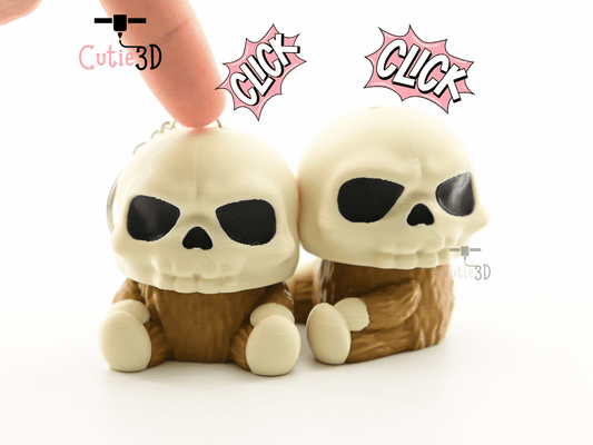 Digital Downloads - Cutie3D Halloween Furry Skull Keycap Fidget Clicker Keychain - Cute Backpack Keychain