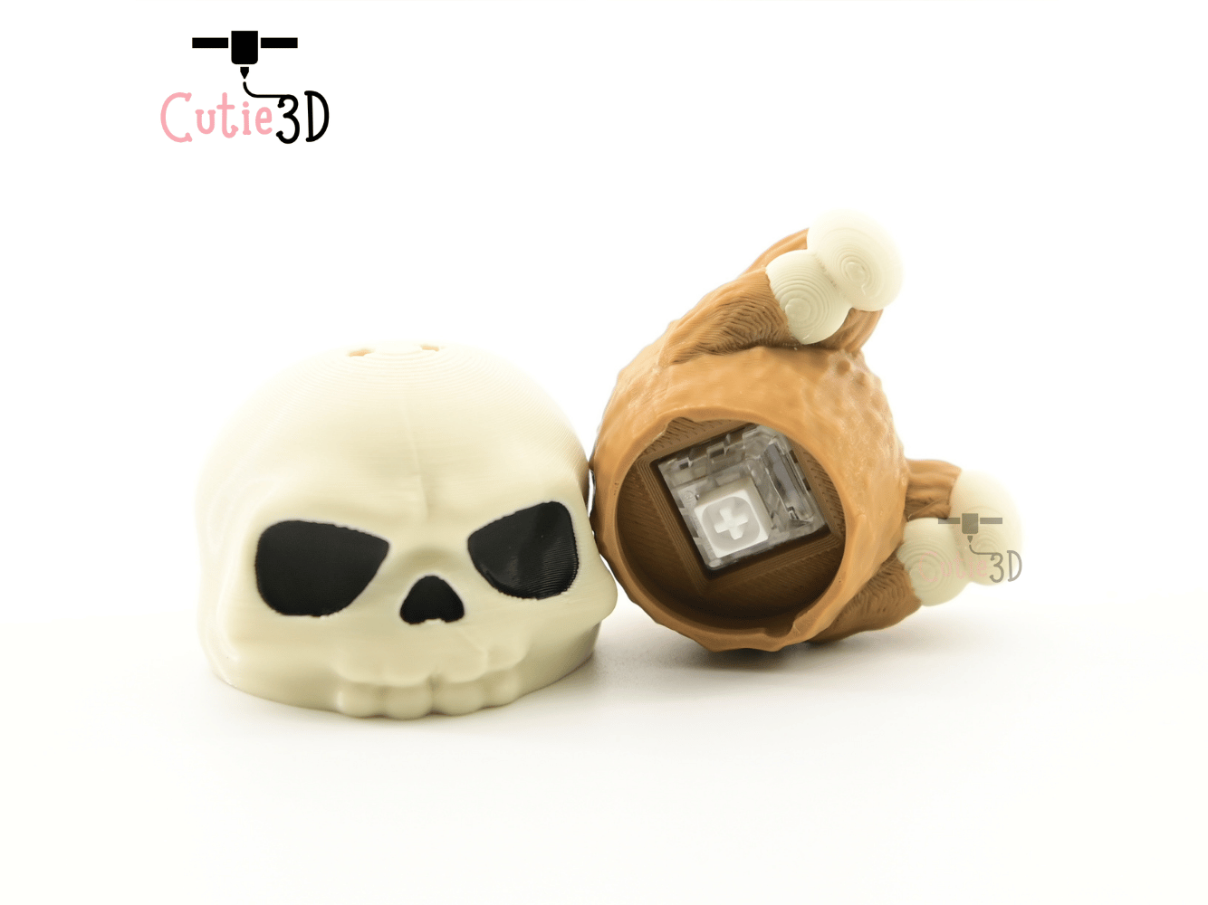 Digital Downloads - Cutie3D Halloween Furry Skull Keycap Fidget Clicker Keychain - Cute Backpack Keychain
