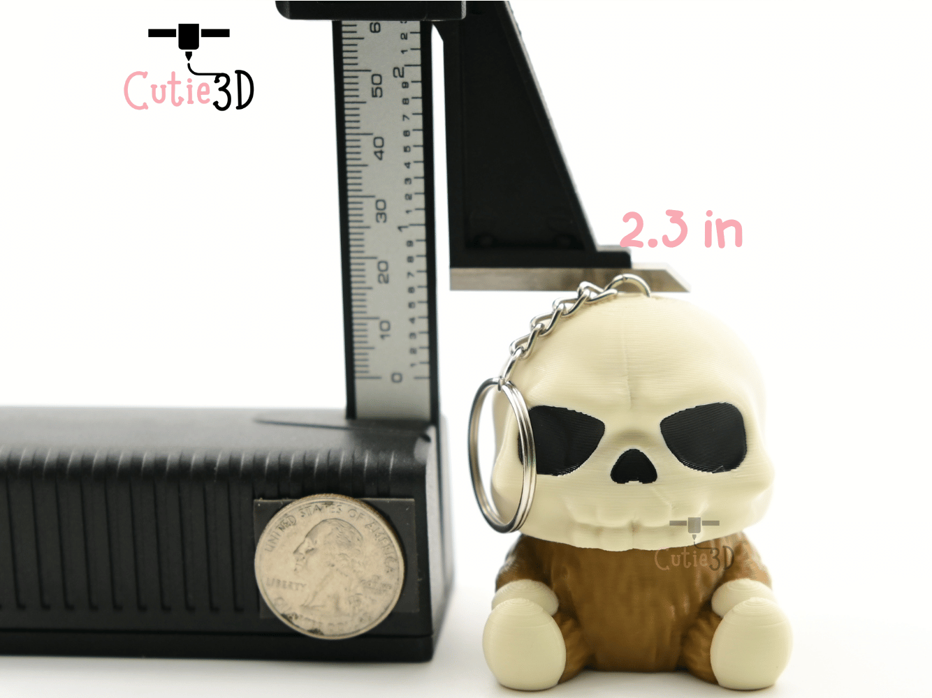 Digital Downloads - Cutie3D Halloween Furry Skull Keycap Fidget Clicker Keychain - Cute Backpack Keychain