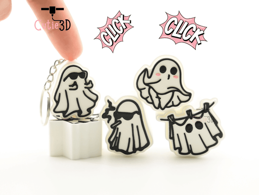 Digital Downloads - Cutie3D Halloween Ghost Keycap Set Keycap Fidget Clicker Keychain - Cute Backpack Keychain