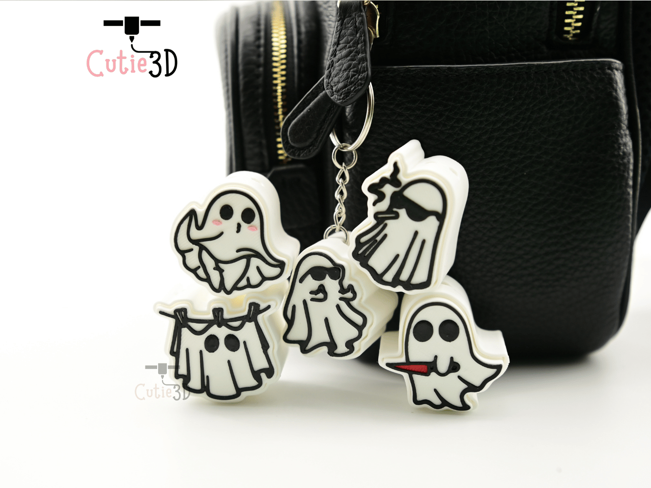 Digital Downloads - Cutie3D Halloween Ghost Keycap Set Keycap Fidget Clicker Keychain - Cute Backpack Keychain