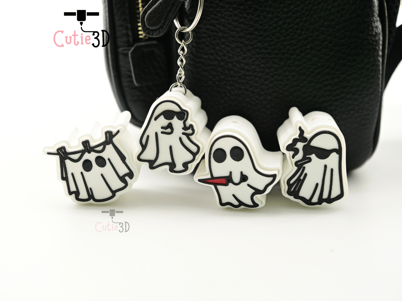 Digital Downloads - Cutie3D Halloween Ghost Keycap Set Keycap Fidget Clicker Keychain - Cute Backpack Keychain