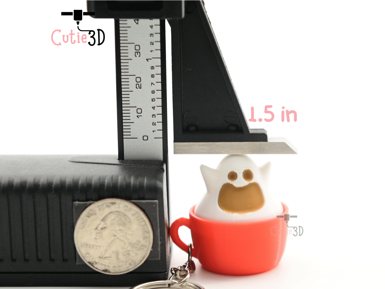 Digital Downloads - Cutie3D Halloween Ghost Mug Keycap Fidget Clicker Keychain - Cute Backpack Keychain