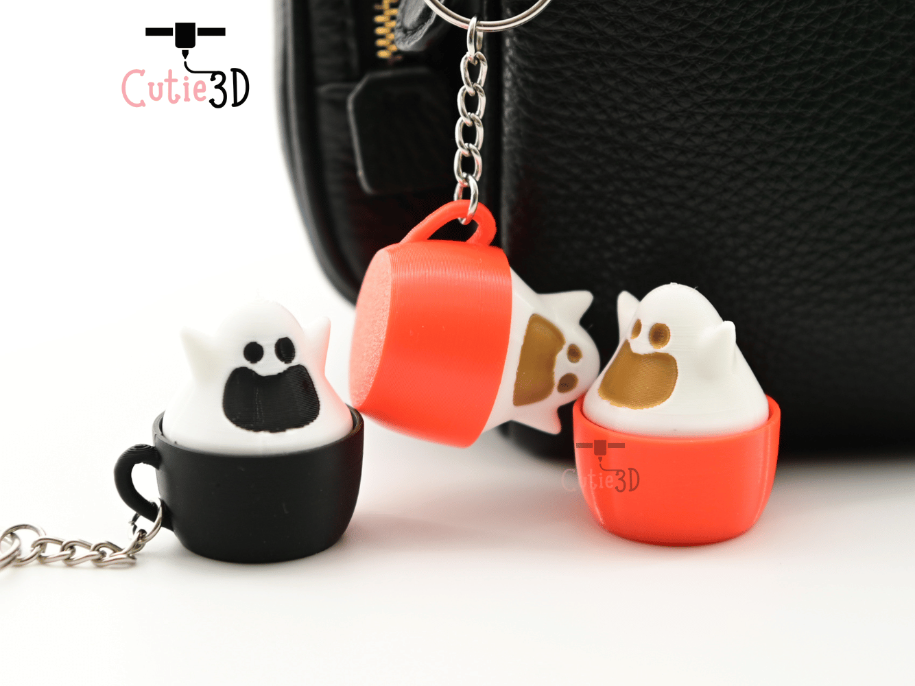 Digital Downloads - Cutie3D Halloween Ghost Mug Keycap Fidget Clicker Keychain - Cute Backpack Keychain